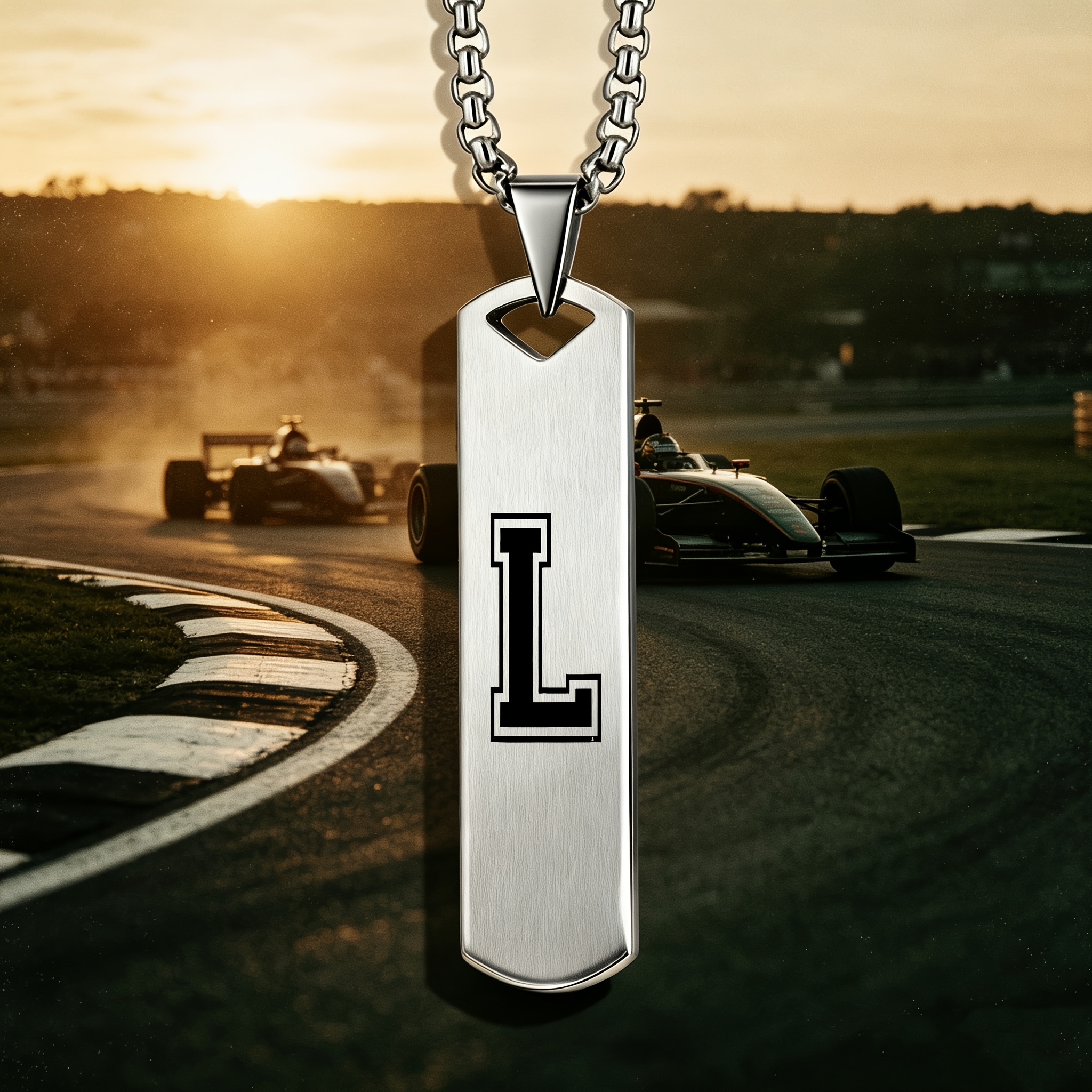 American Style Double Layer Letter 'L' Pendant Necklace